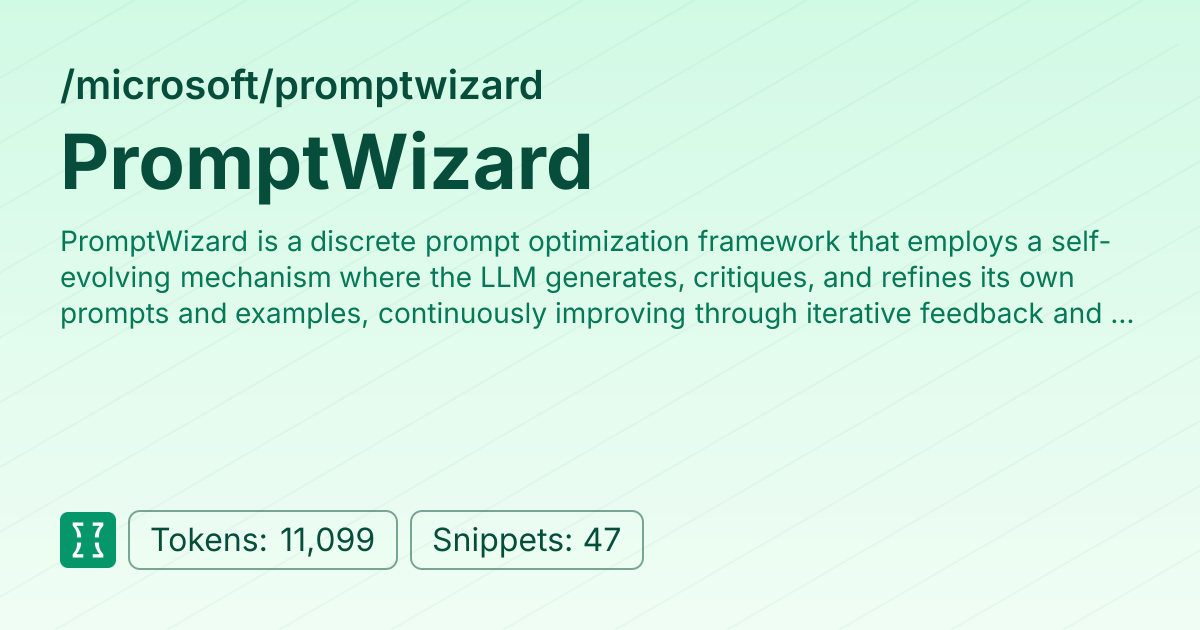 Admin - microsoft/promptwizard | Context7 | Context7