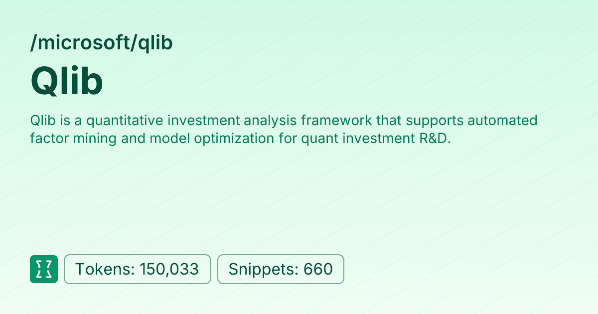 Qlib (microsoft/qlib) | Context7