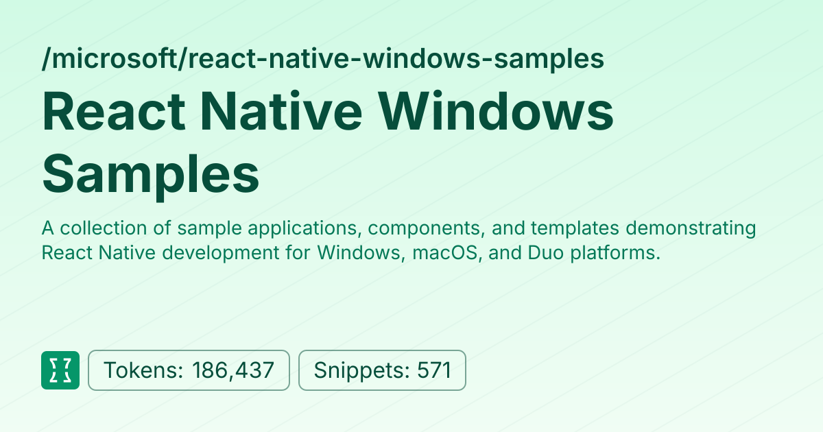 Admin - microsoft/react-native-windows-samples | Context7 | Context7