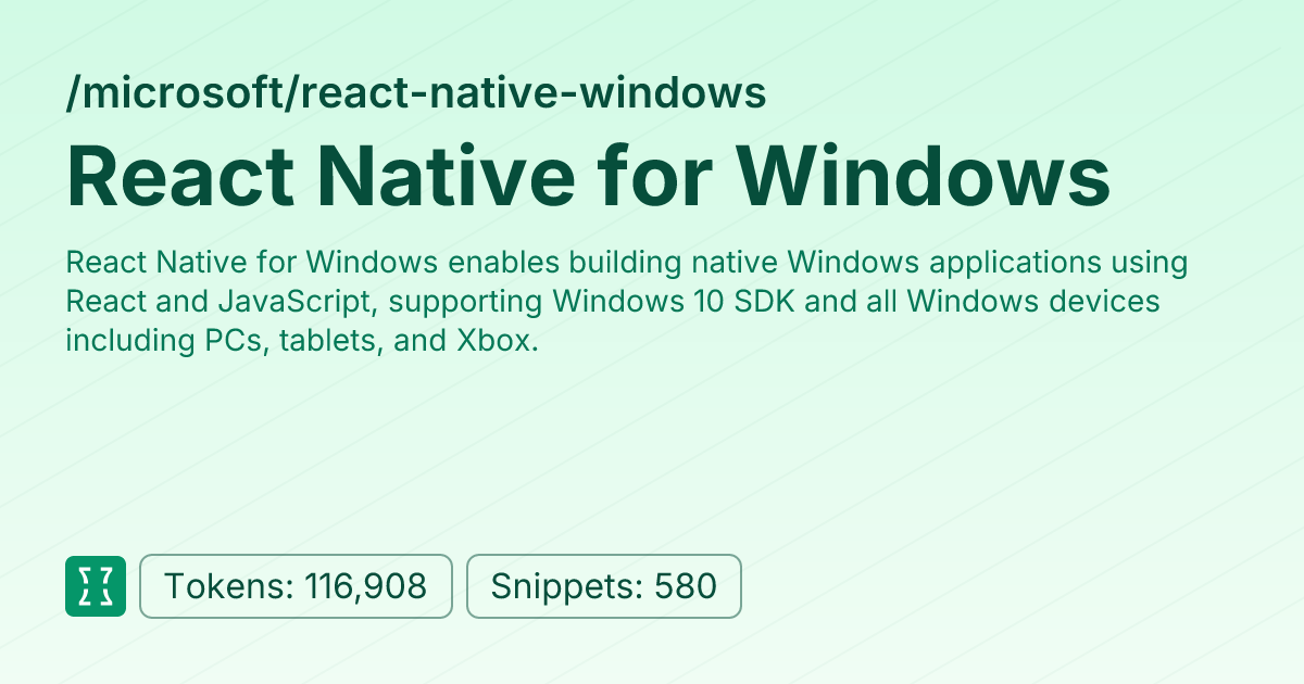 React Native for Windows (microsoft/react-native-windows) | Context7