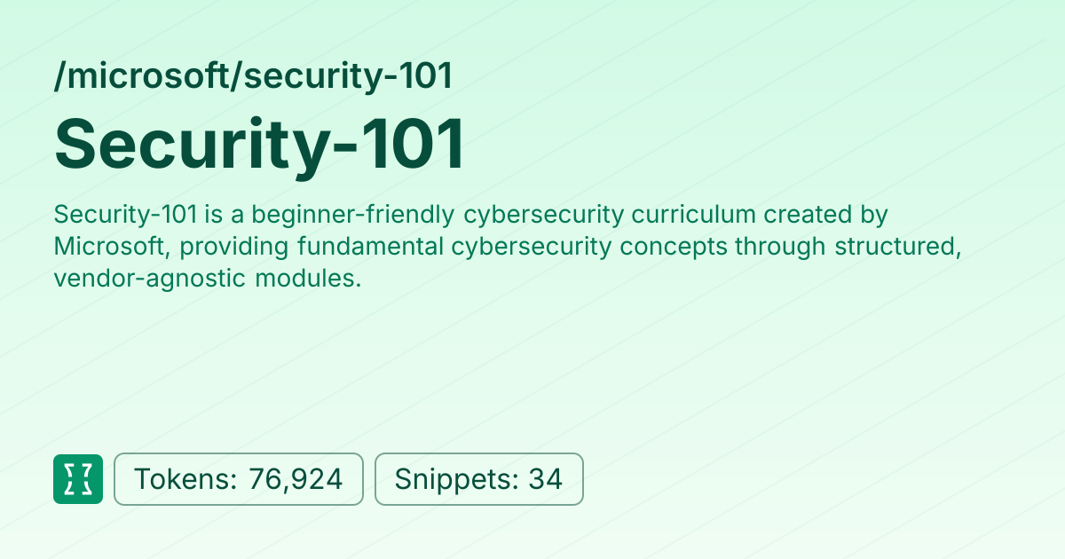 Security 101 (microsoft/security-101) | Context7