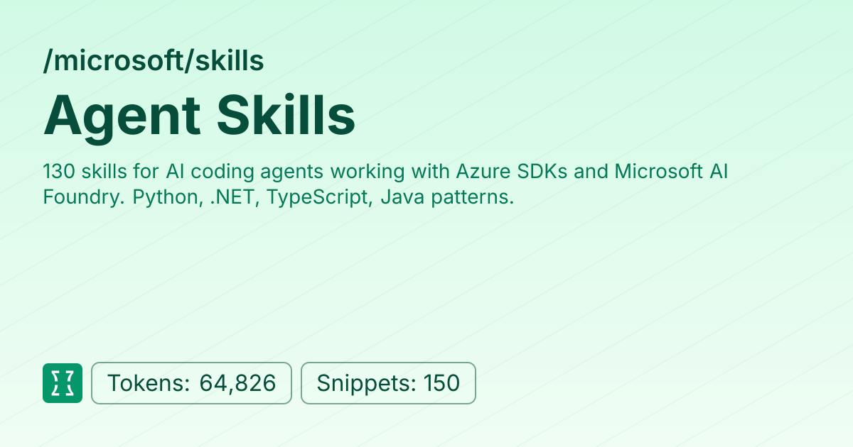 Admin - microsoft/skills | Context7 | Context7
