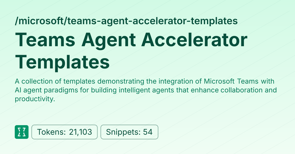 Admin - microsoft/teams-agent-accelerator-templates | Context7 | Context7