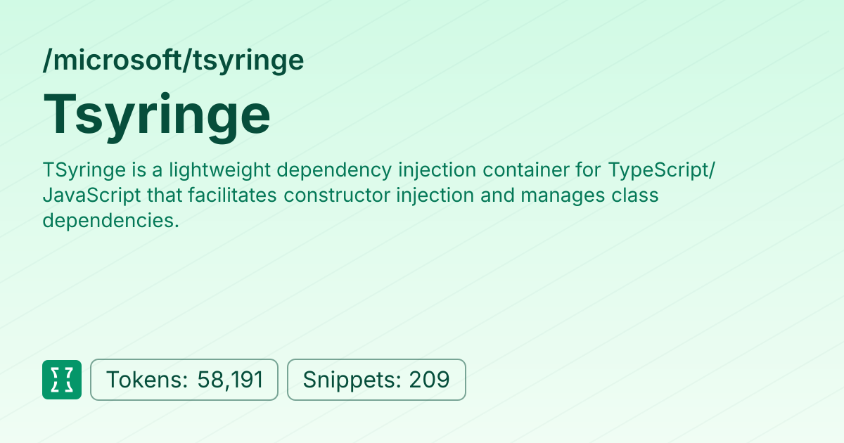 Admin - microsoft/tsyringe | Context7 | Context7