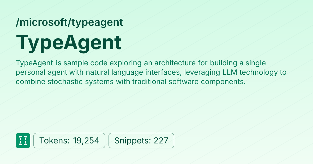Admin - microsoft/typeagent | Context7 | Context7