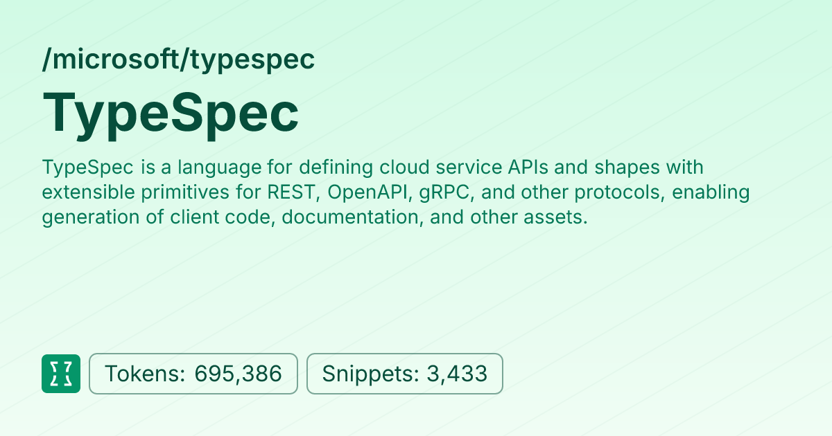 TypeSpec (microsoft/typespec) | Context7