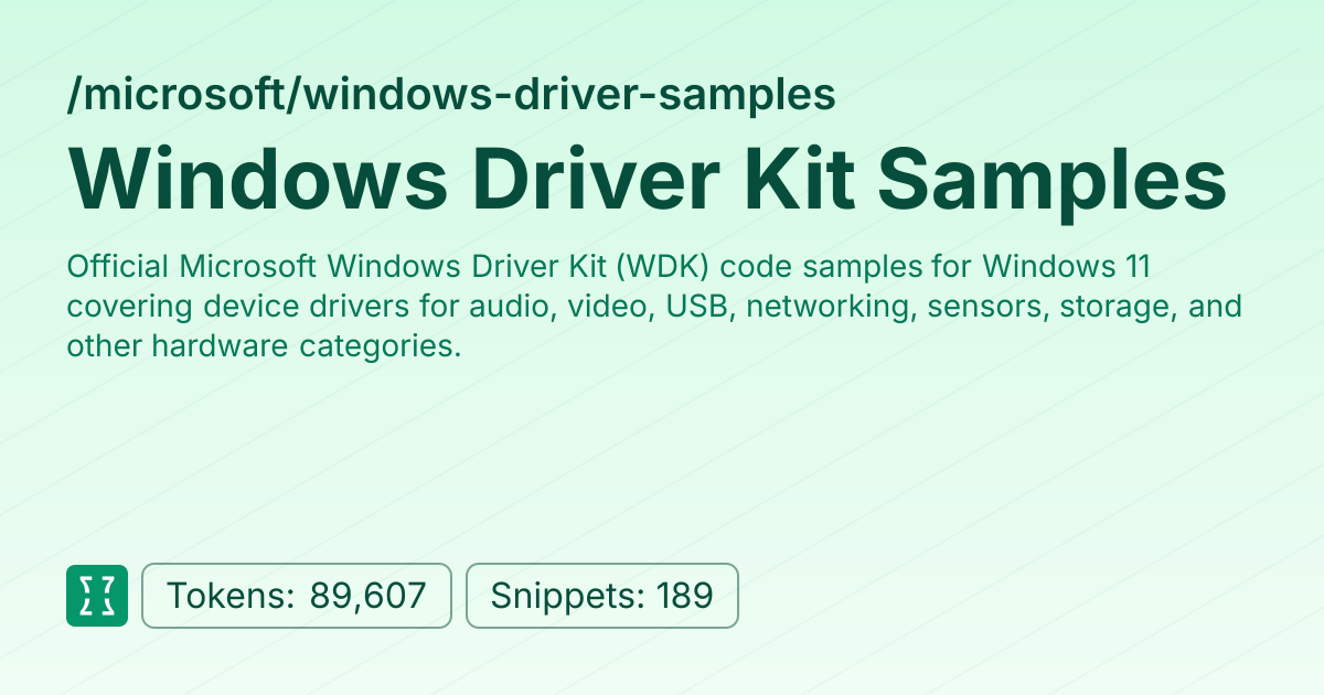 Admin - microsoft/windows-driver-samples | Context7 | Context7