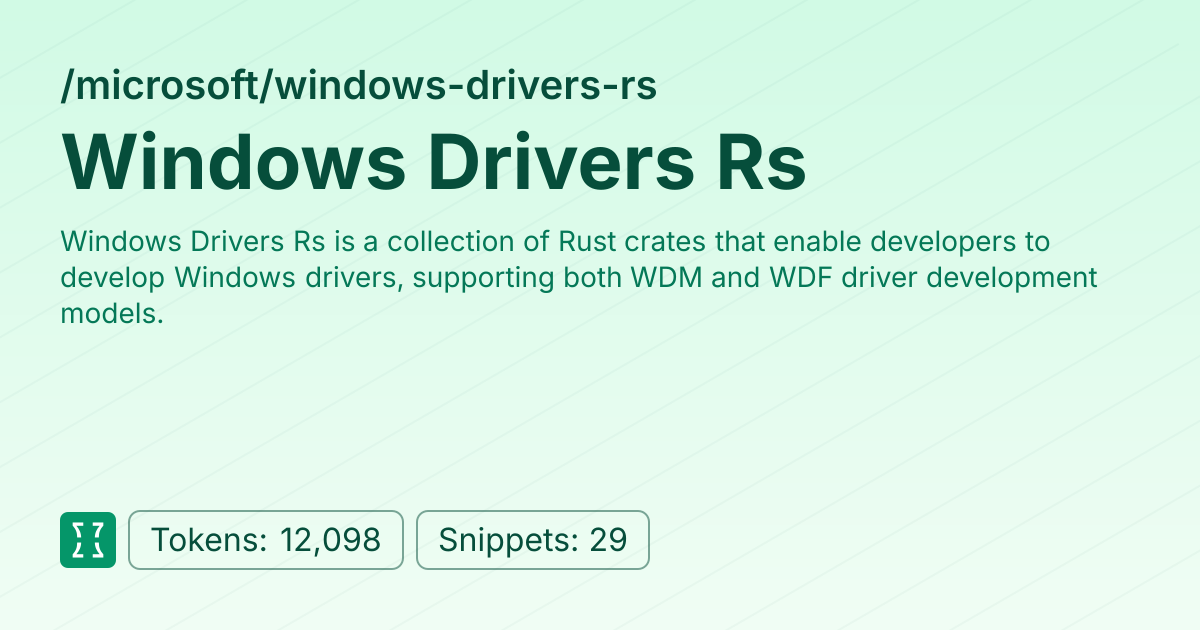 Admin - microsoft/windows-drivers-rs | Context7 | Context7