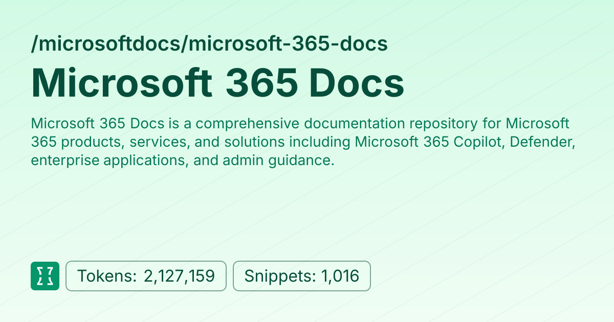 Admin - microsoftdocs/microsoft-365-docs | Context7 | Context7
