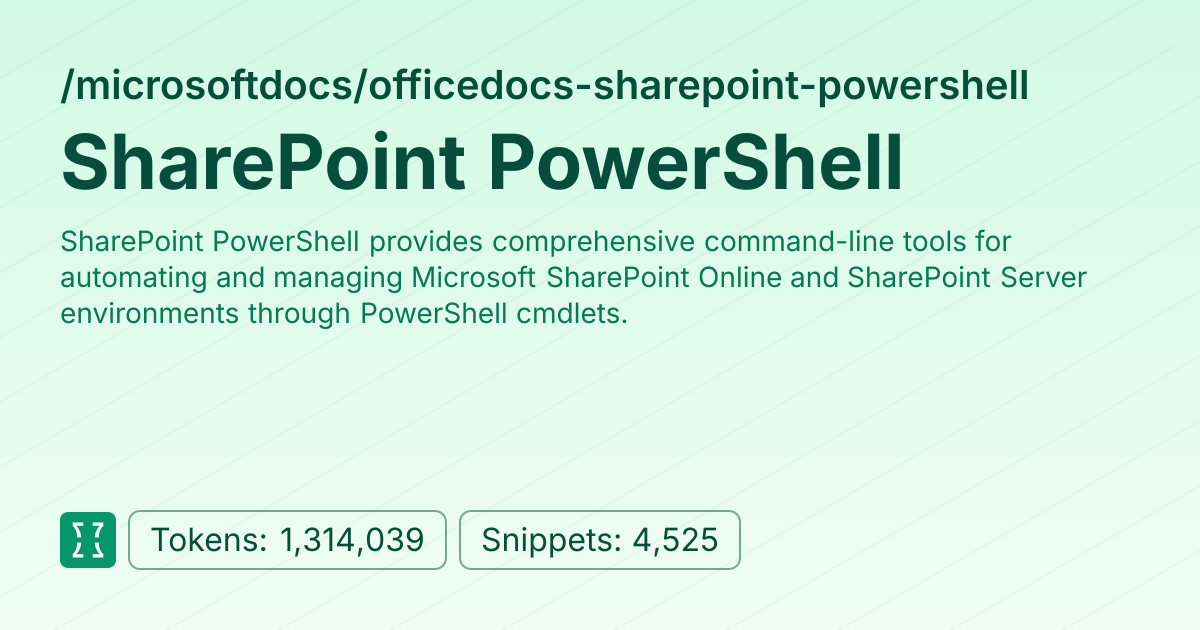 Admin - microsoftdocs/officedocs-sharepoint-powershell | Context7 ...