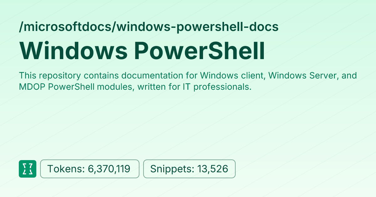Windows PowerShell (microsoftdocs/windows-powershell-docs) | Context7