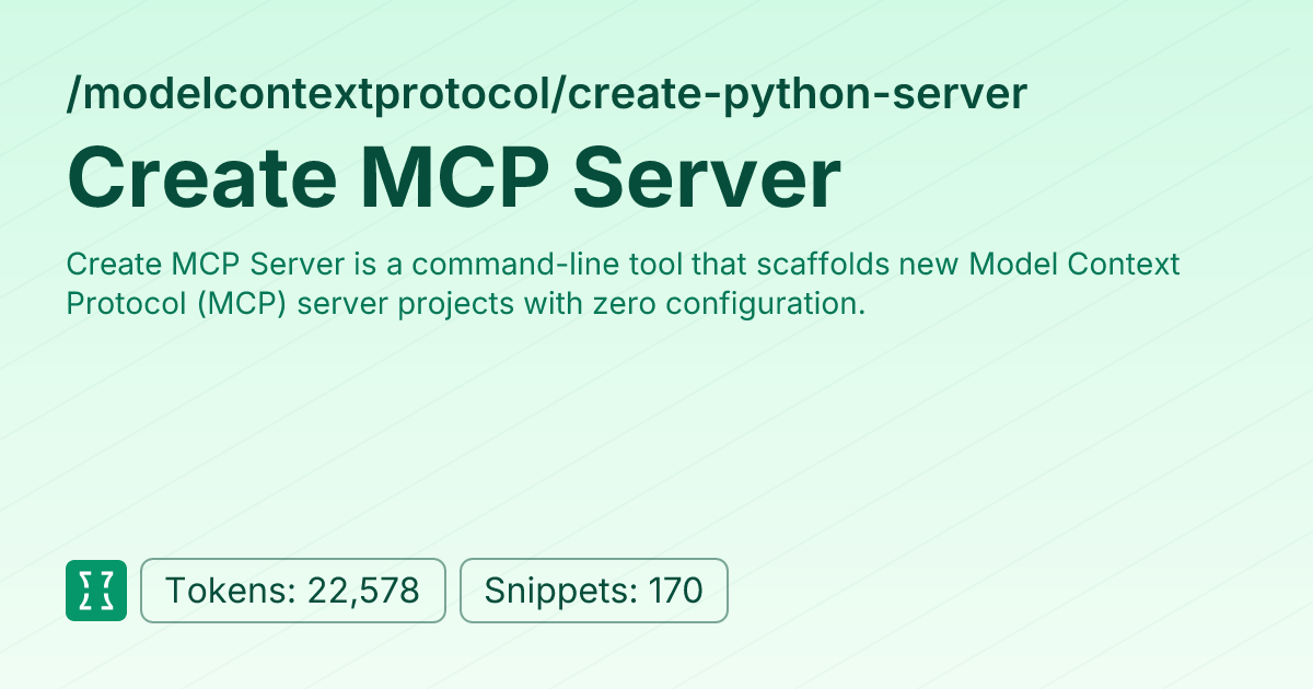 Admin - modelcontextprotocol/create-python-server | Context7 | Context7
