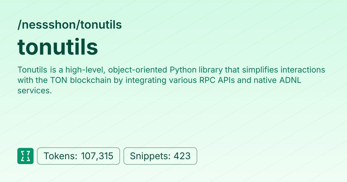 Admin - nessshon/tonutils | Context7 | Context7