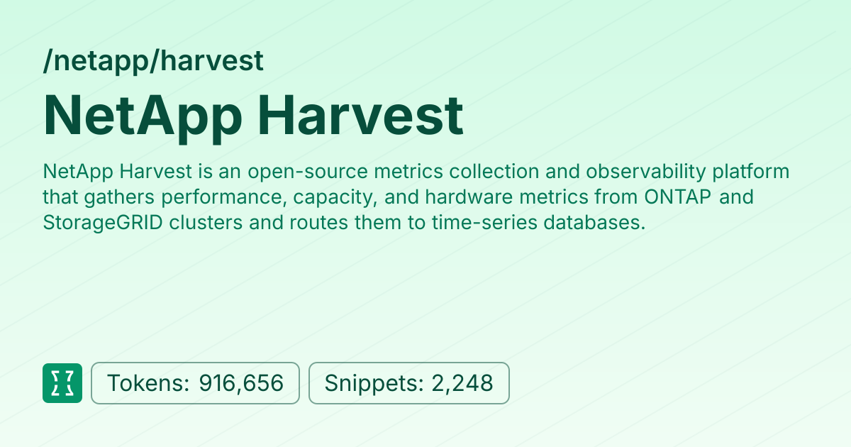 Admin - netapp/harvest | Context7 | Context7