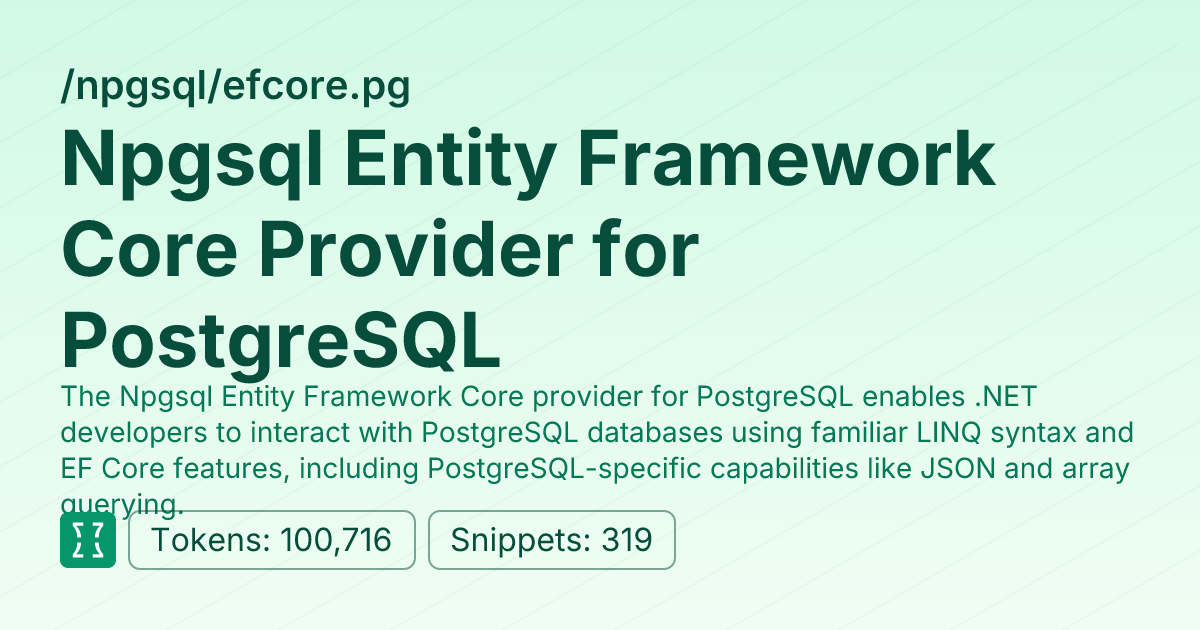 Admin - npgsql/efcore.pg | Context7 | Context7
