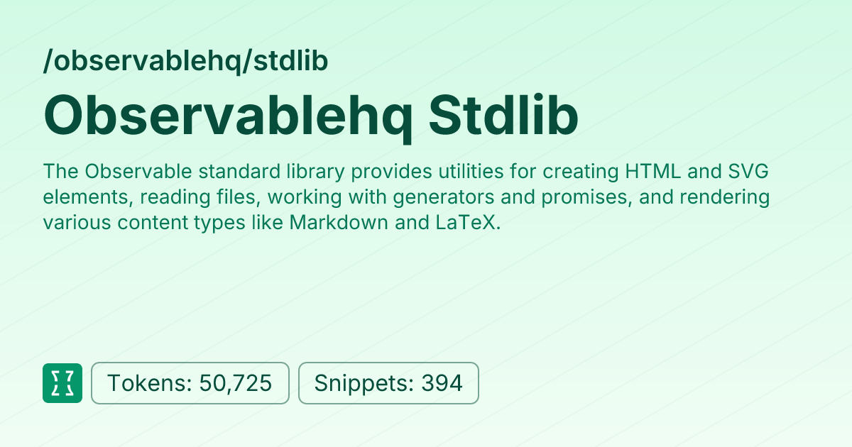 Admin - observablehq/stdlib | Context7 | Context7