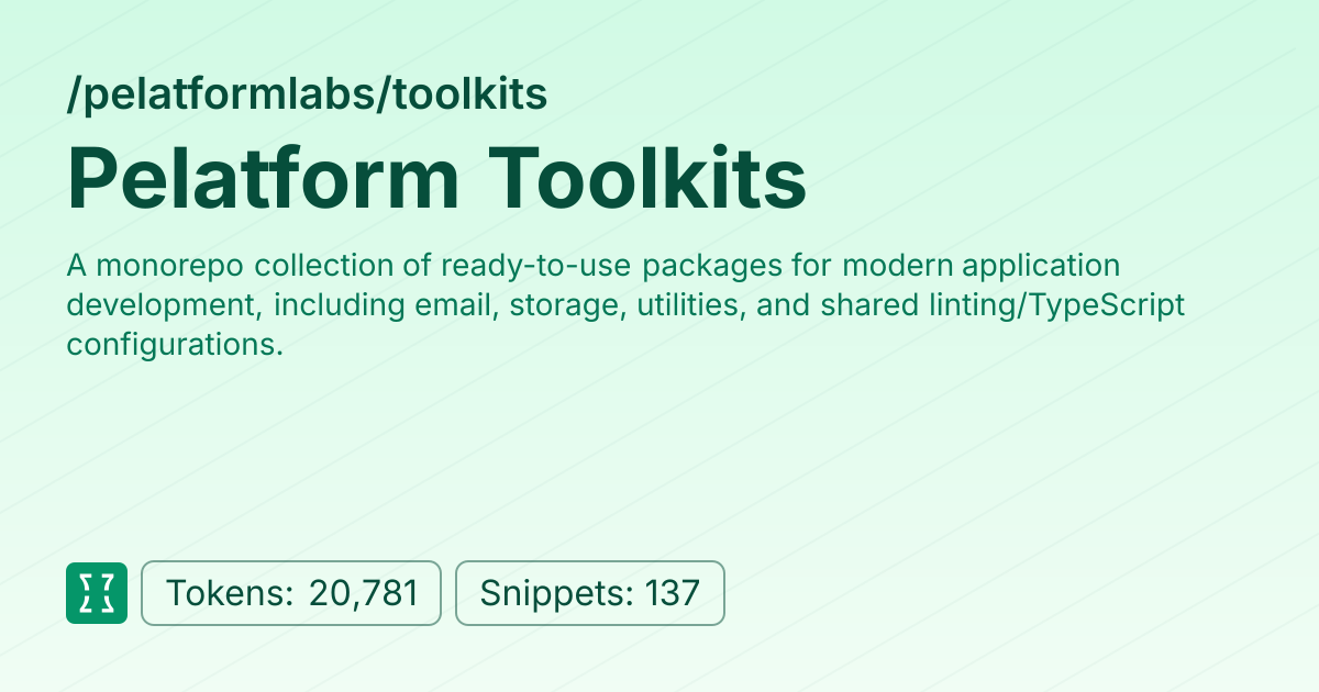 Admin - pelatformlabs/toolkits | Context7 | Context7