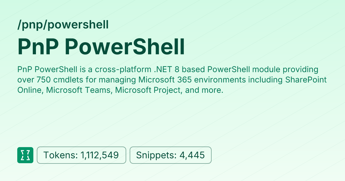 PnP PowerShell (pnp/powershell) | Context7