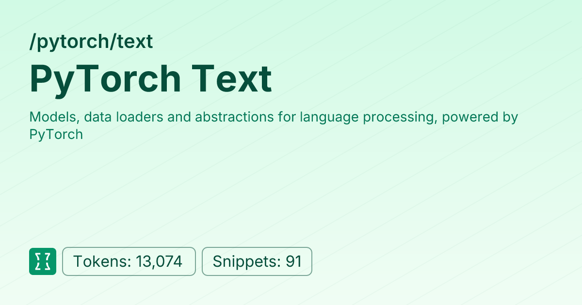 Admin - pytorch/text | Context7 | Context7