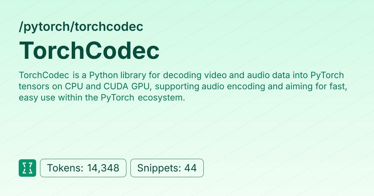 Admin - pytorch/torchcodec | Context7 | Context7