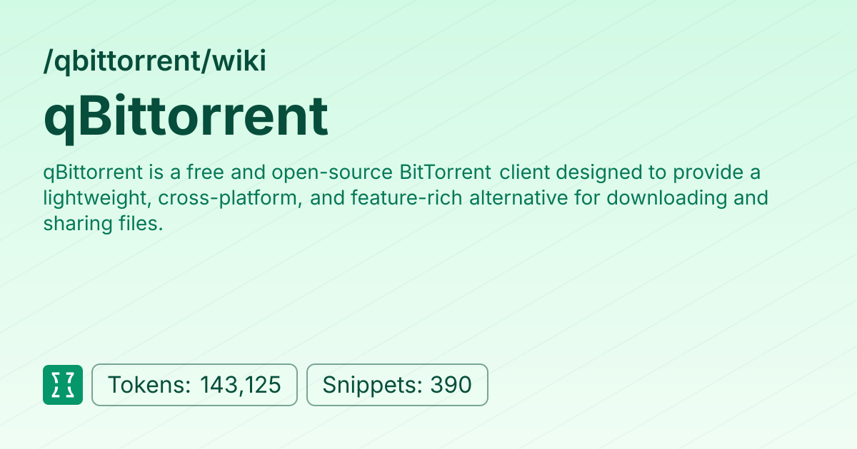 qBittorrent (qbittorrent/wiki) | Context7