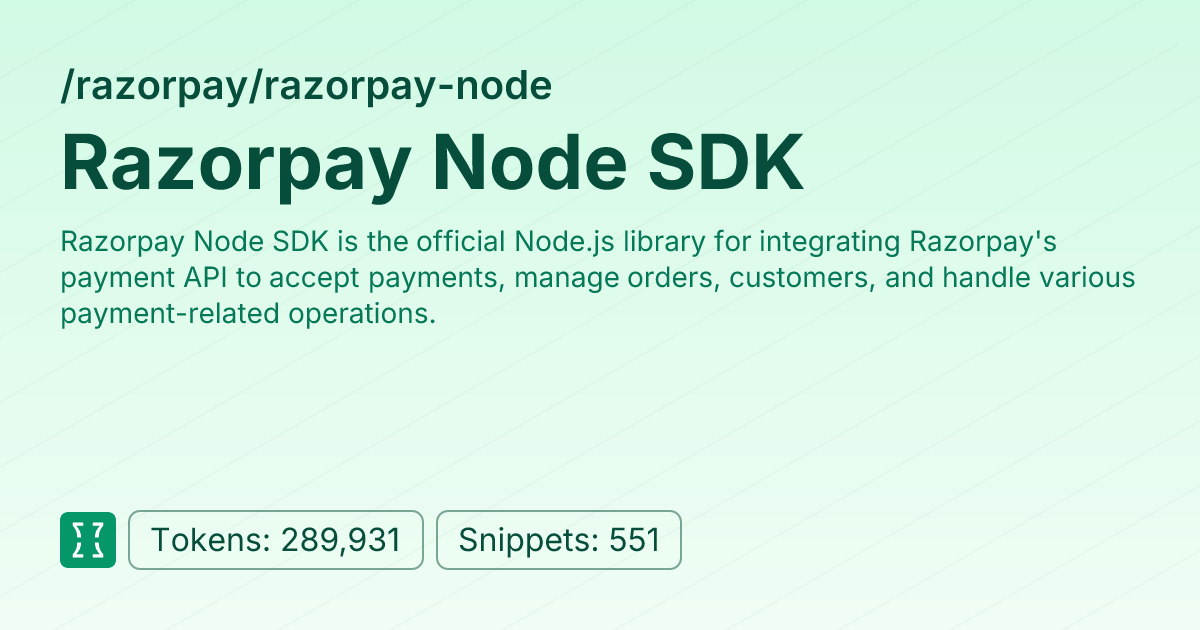 Admin - razorpay/razorpay-node | Context7 | Context7