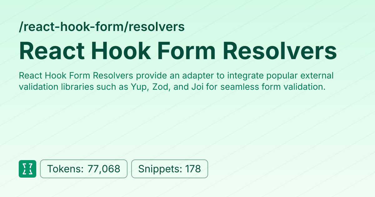 Admin - react-hook-form/resolvers | Context7 | Context7