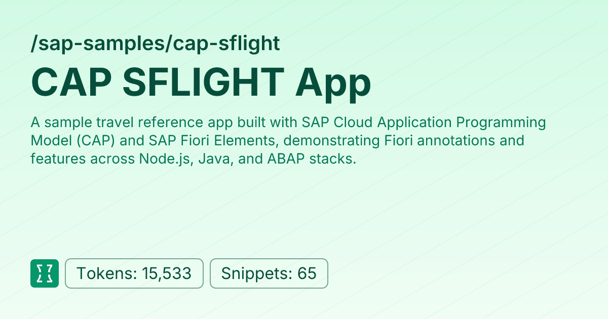Admin - sap-samples/cap-sflight | Context7 | Context7