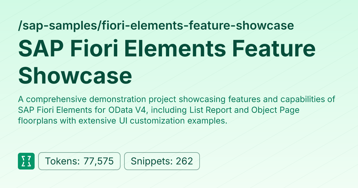 SAP Fiori Elements Feature Showcase (sap-samples/fiori-elements-feature ...