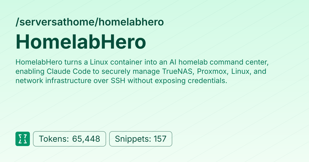 HomelabHero (serversathome/homelabhero) | Context7