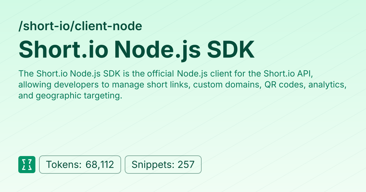 Short.io Node.js SDK (short-io/client-node) | Context7