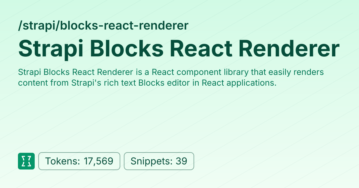 Strapi Blocks React Renderer Latest Documentation | Context7 | Context7