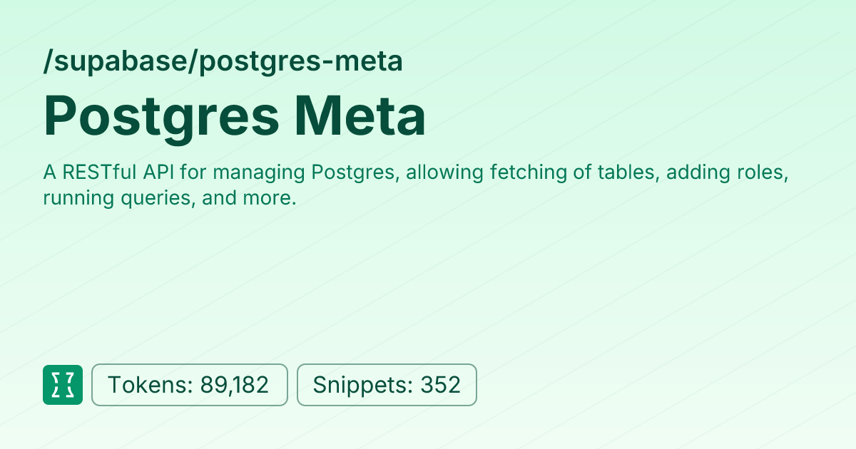 Postgres Meta (supabase/postgres-meta) | Context7