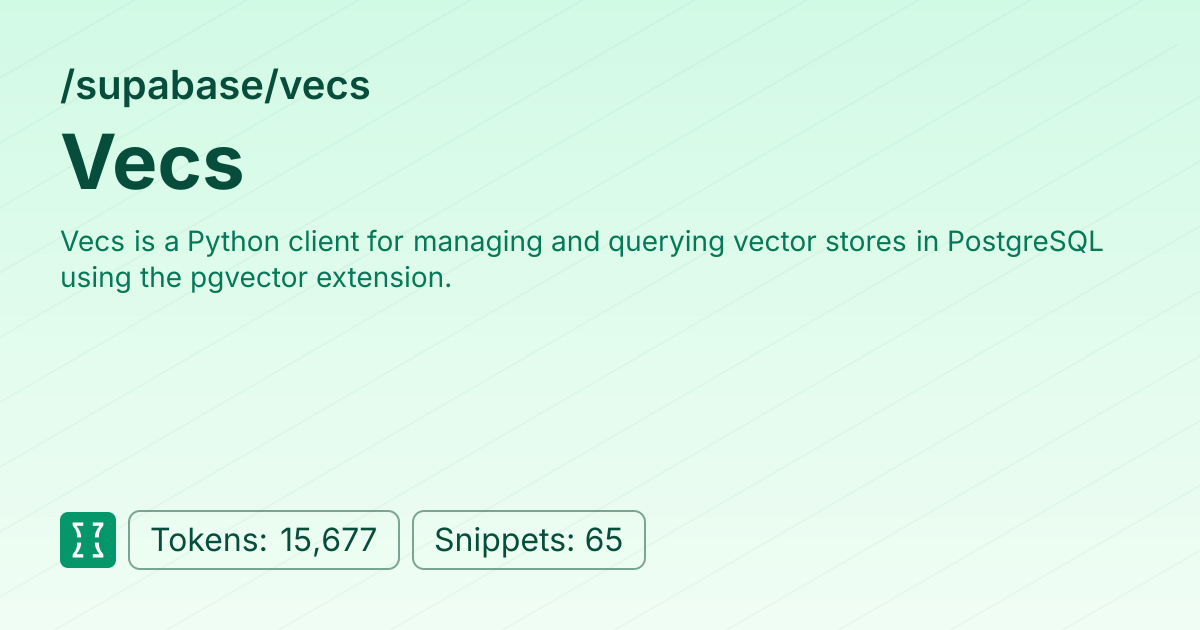 Admin - supabase/vecs | Context7 | Context7