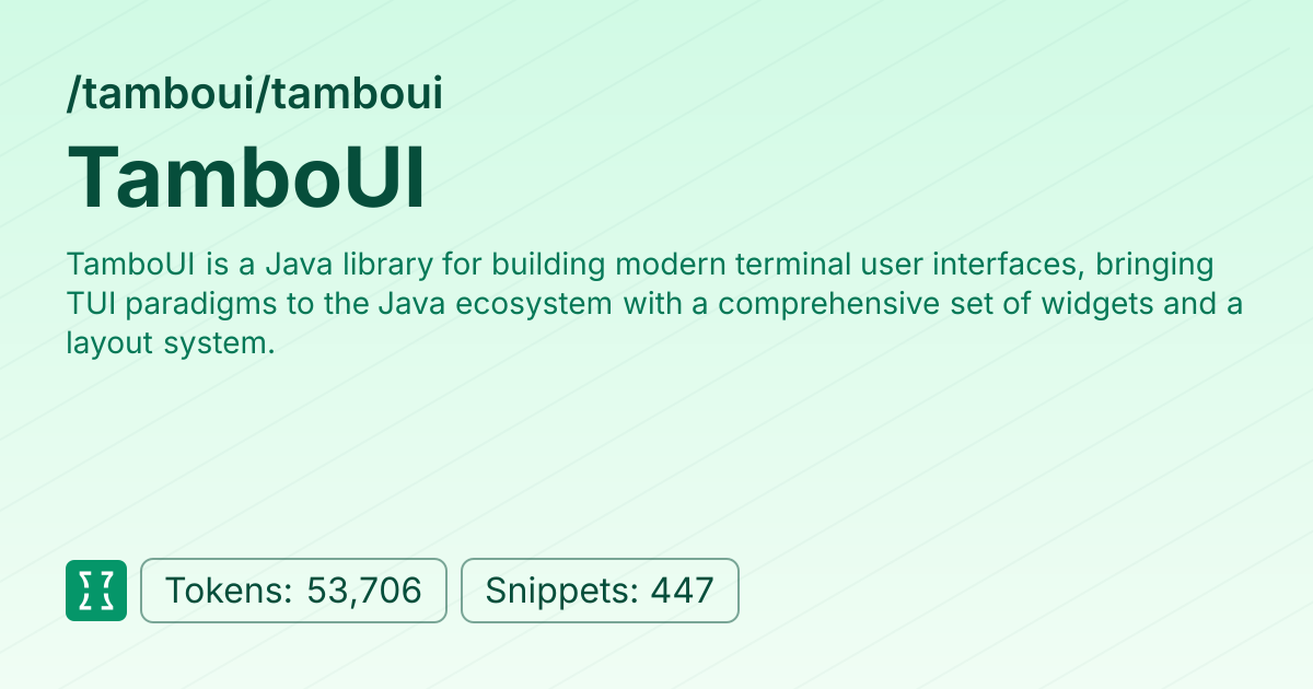Admin - tamboui/tamboui | Context7 | Context7