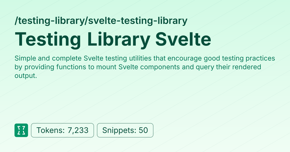 Admin - testing-library/svelte-testing-library | Context7 | Context7