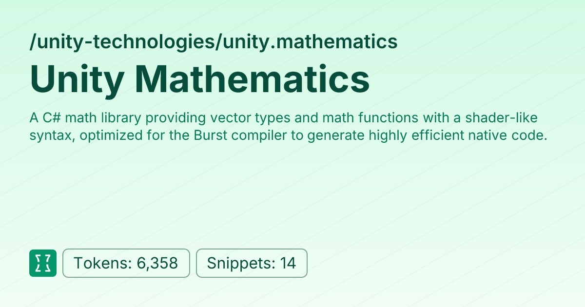 Unity Mathematics (unity-technologies/unity.mathematics) | Context7