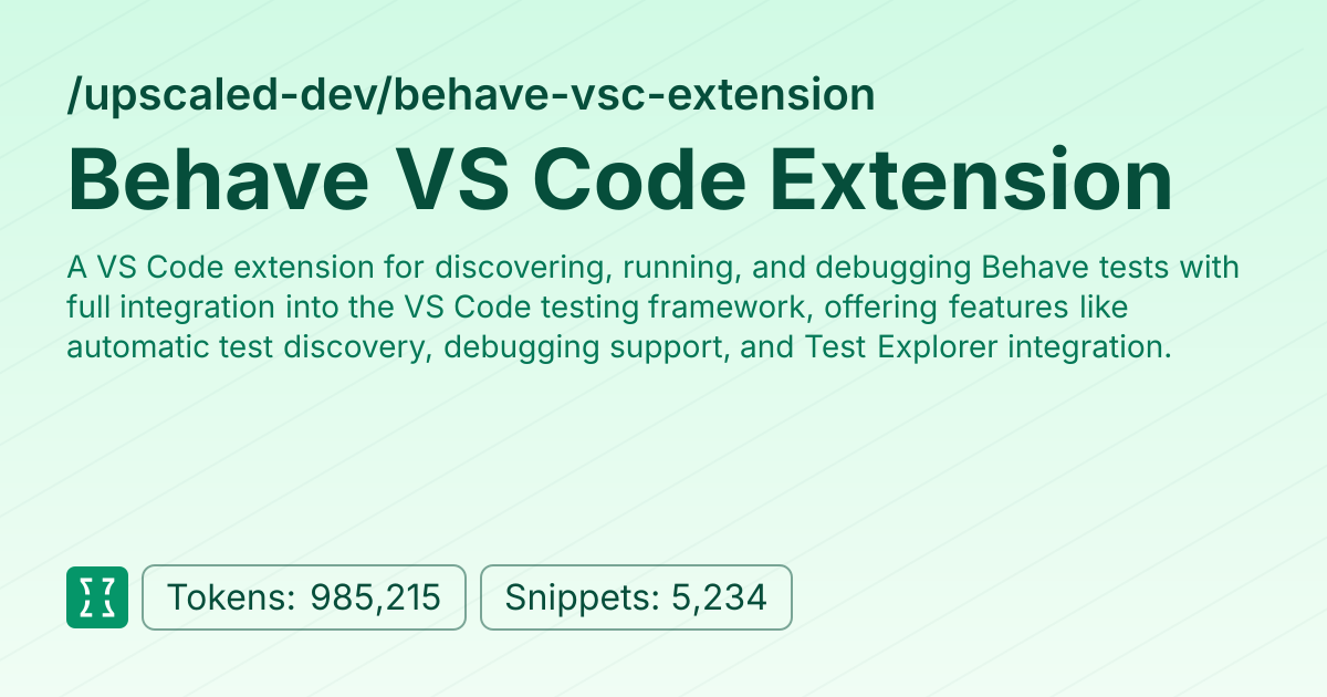 Admin - upscaled-dev/behave-vsc-extension | Context7 | Context7