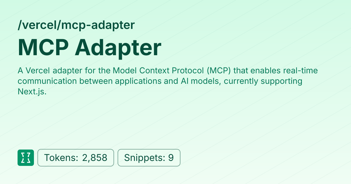 Admin - vercel/mcp-adapter | Context7 | Context7