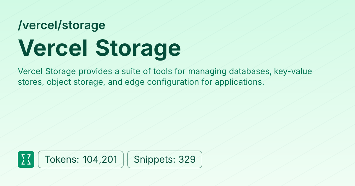 Admin - vercel/storage | Context7 | Context7