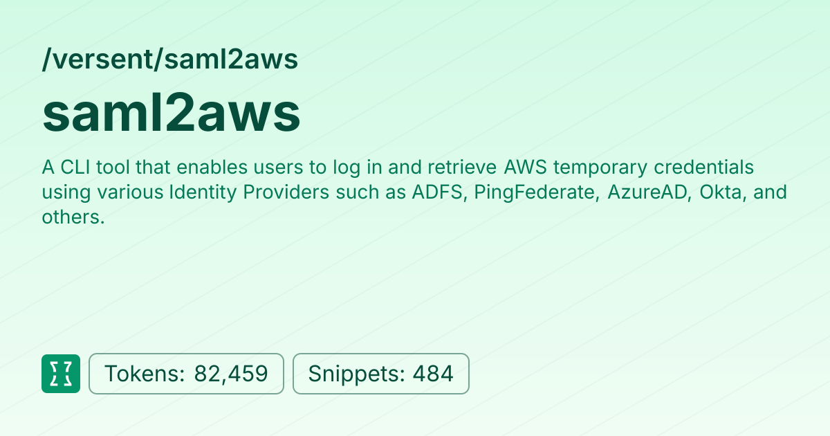 Admin - versent/saml2aws | Context7 | Context7
