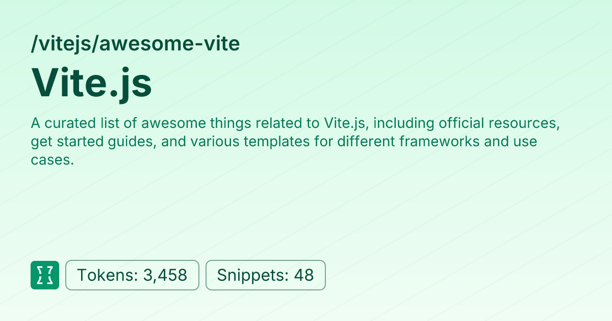 Vite.js (vitejs/awesome-vite) | Context7