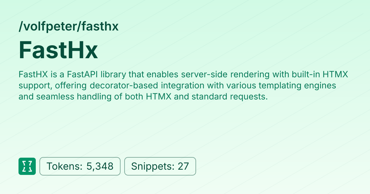 Admin - volfpeter/fasthx | Context7 | Context7