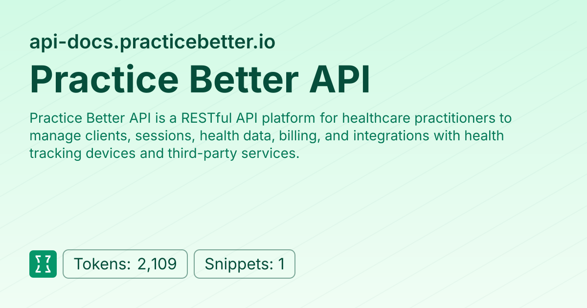 Practice Better API (websites/api-docs_practicebetter_io) | Context7