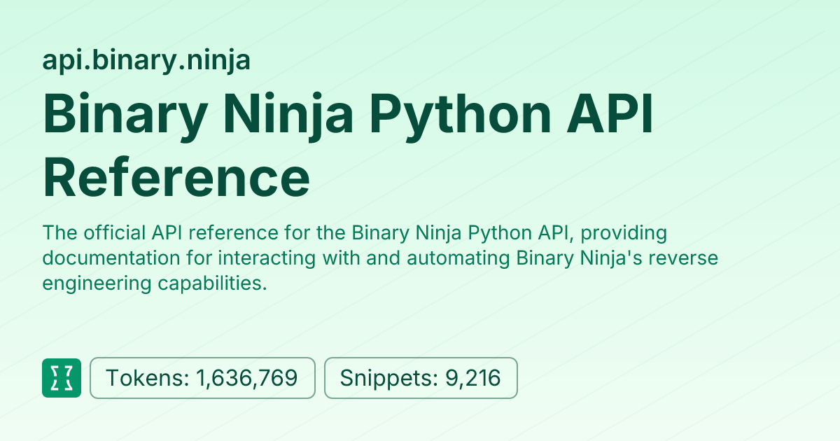 Binary Ninja Python API Reference (websites/api_binary_ninja) | Context7