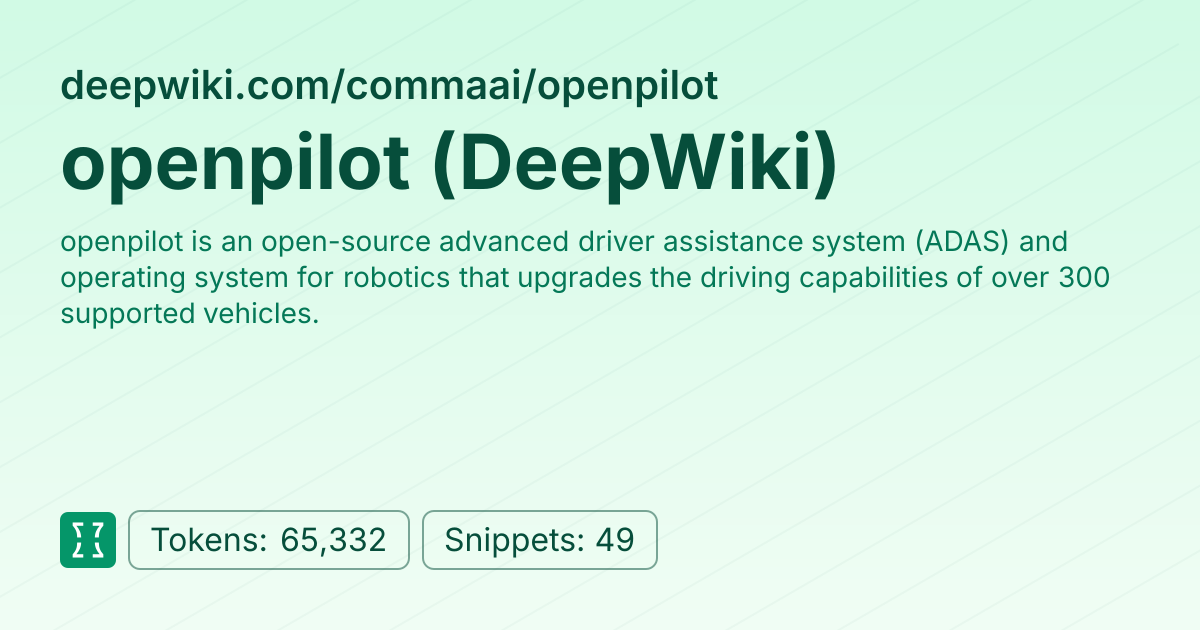 openpilot (DeepWiki) (websites/deepwiki_commaai_openpilot) | Context7