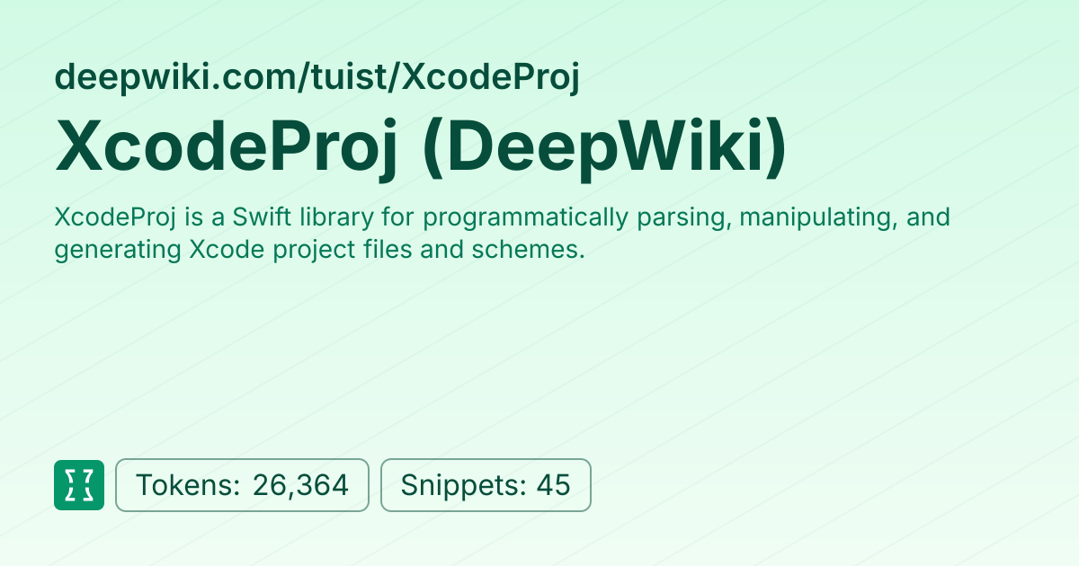 XcodeProj (DeepWiki) (websites/deepwiki_tuist_xcodeproj) | Context7