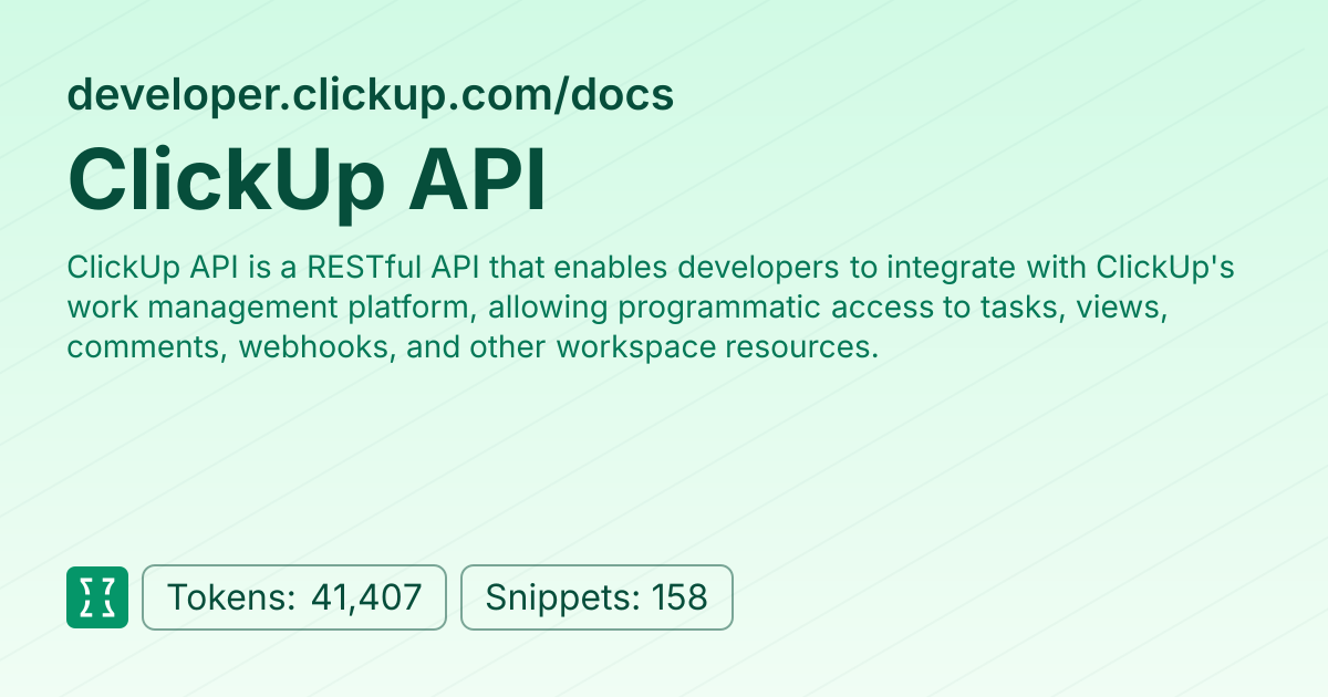 Admin - websites/developer_clickup | Context7 | Context7