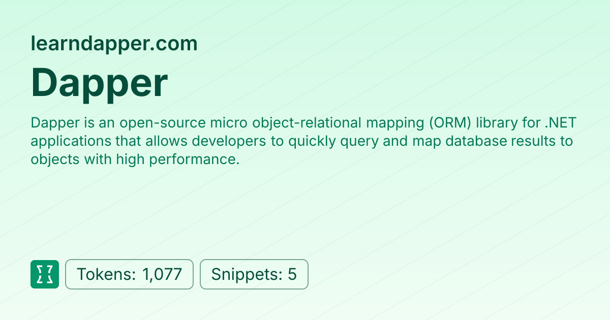 Dapper (websites/learndapper) | Context7