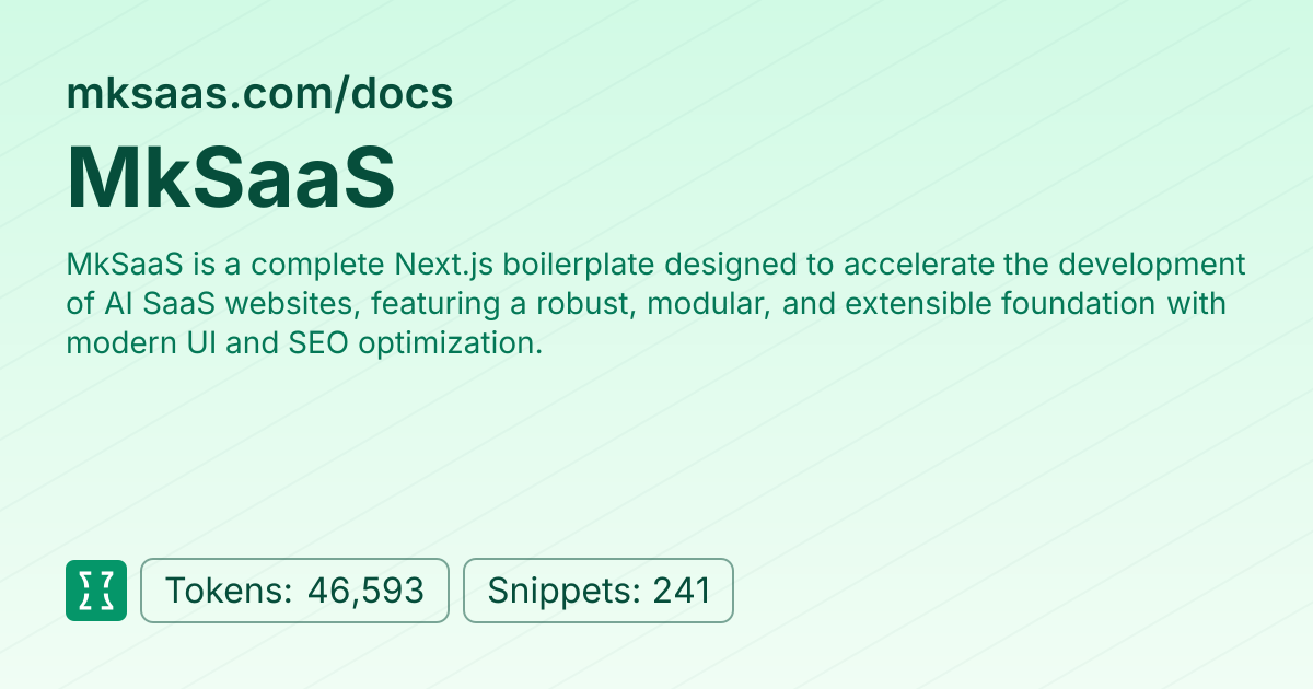 Admin - websites/mksaas | Context7 | Context7